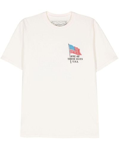 One Of These Days American Flag Cowboy Cotton T-Shirt - White