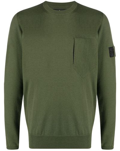 Stone Island Shadow Project Logo-patch Fine-knit Sweater - Green