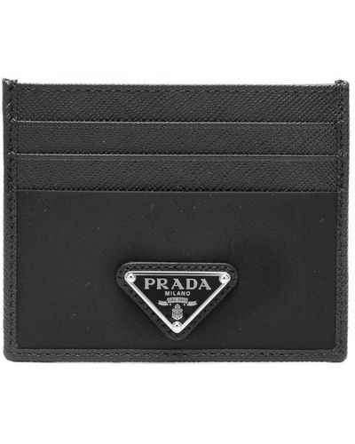 Prada Triangle-Logo Leather Wallet - Black