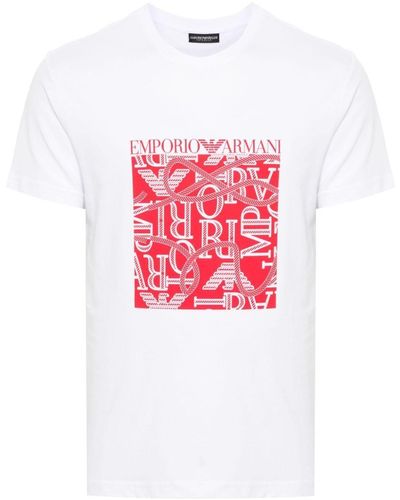 Emporio Armani Logo-Print Cotton T-Shirt - White