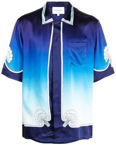 Casablancabrand Graphic-print Cuban Shirt - Blue