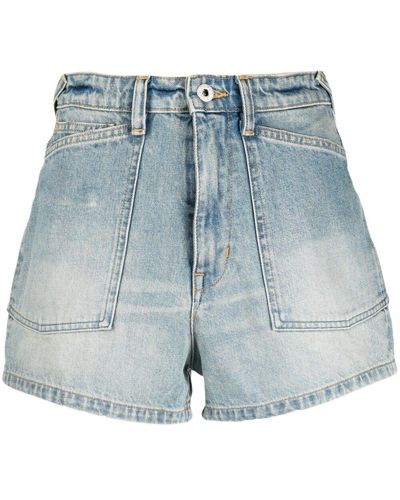 KENZO High-Waisted Denim Shorts - Blue
