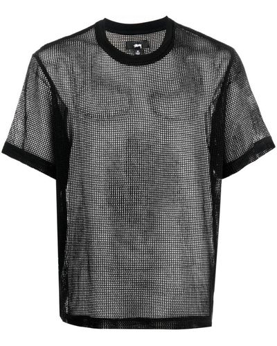 Stussy Perforated Cotton T-Shirt - Black