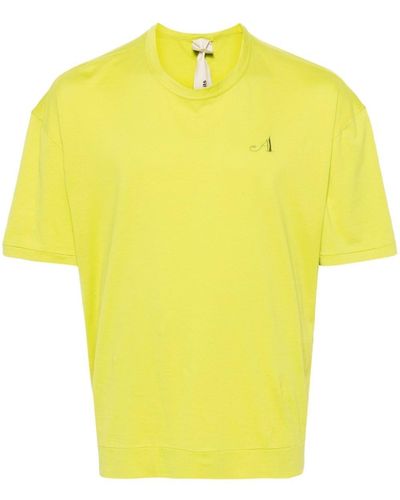 C.P. Company Logo-Embroidered Cotton T-Shirt - Yellow