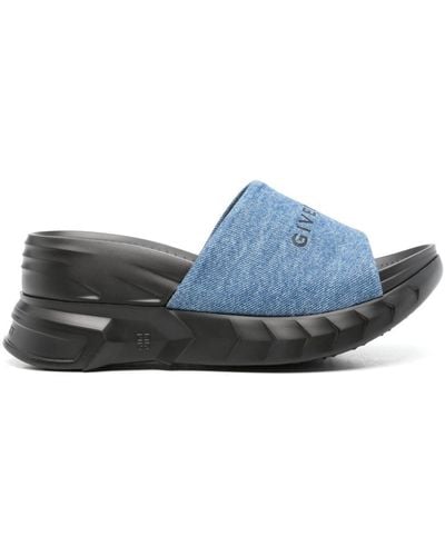 Givenchy Marshmallow Denim Platform Sandals - Blue