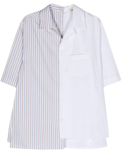 Lanvin Striped Asymmetric Cotton Shirt - White