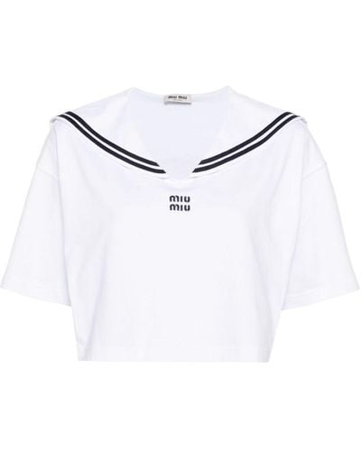 Miu Miu Sailor-Collar T-Shirt - White