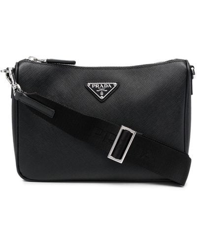 Prada Saffiano-Leather Crossbody Bag - Black
