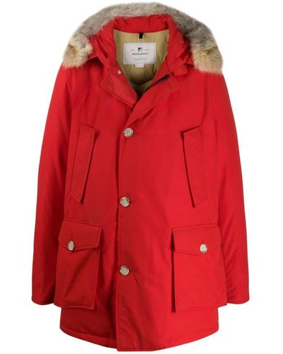 Woolrich Hooded Coat - Red