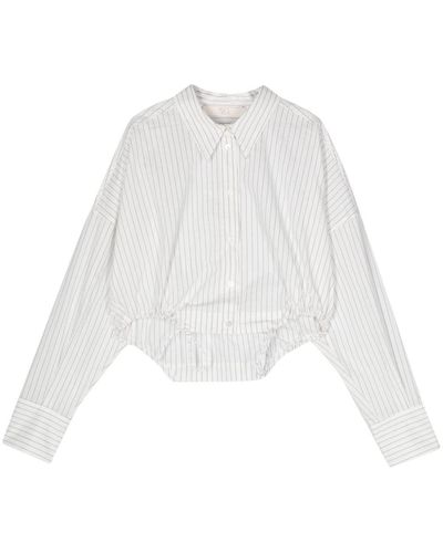 Tela Pinstripe Cropped Shirt - White
