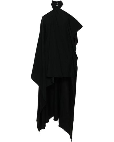 ‎Taller Marmo Halterneck Asymmetric Midi Dress - Black
