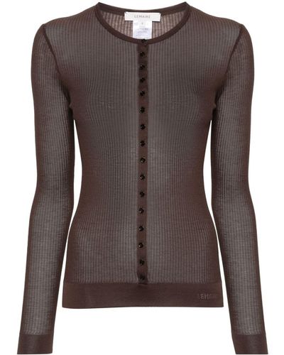 Lemaire Long-Sleeve Ribbed Top - Brown