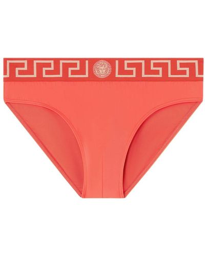 Versace Logo-Print Strap Swim Trunks - Red