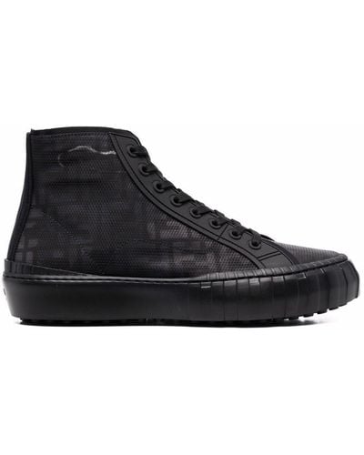 Fendi Ff Monogram Jacquard Hi-top Sneakers - Black