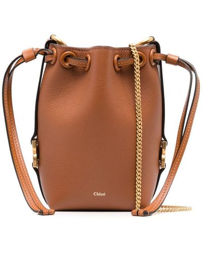 Chloé Micro Marcie Leather Bucket Bag - Brown