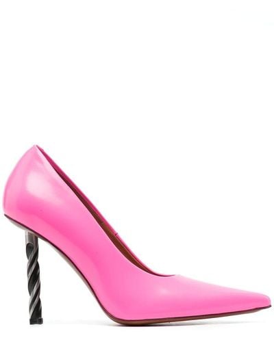 Vetements Drill-heel Leather Court Shoes - Pink