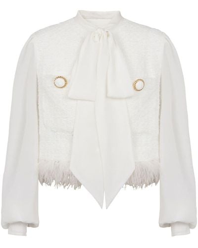 Balmain Panelled Tweed Jacket - White