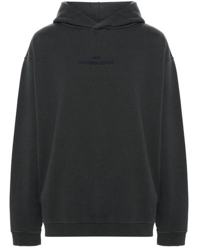 Maison Margiela Logo-Embroidered Cotton Hoodie - Black