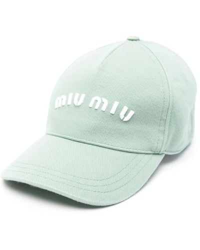 Miu Miu Logo-Embroidered Cotton Cap - Green