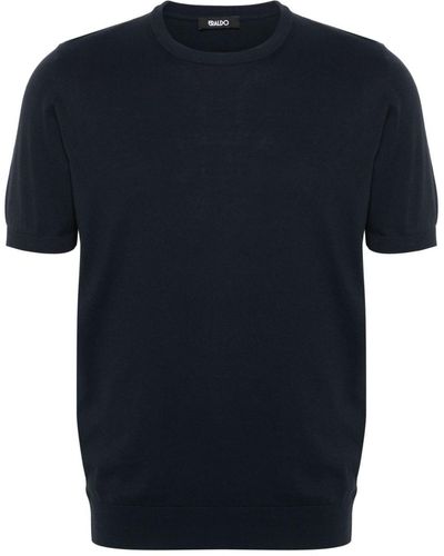 Eraldo Knitted Cotton T-Shirt - Blue