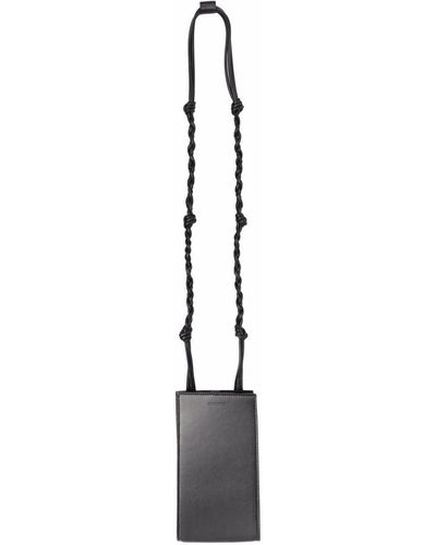 Jil Sander Knitted-handle Leather Phone Holder - Black