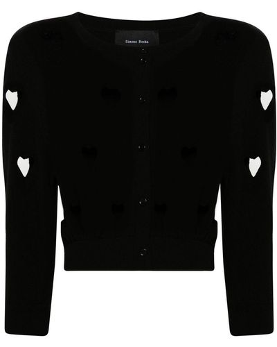 Simone Rocha Cut-Out Cropped Cardigan - Black