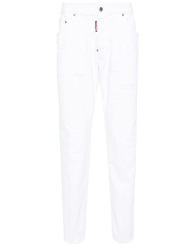 DSquared² Bull Skater Mid-Rise Slim-Fit Jeans - White