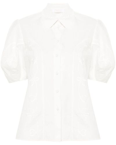 Chloé Embroidery-Detail Poplin Shirt - White