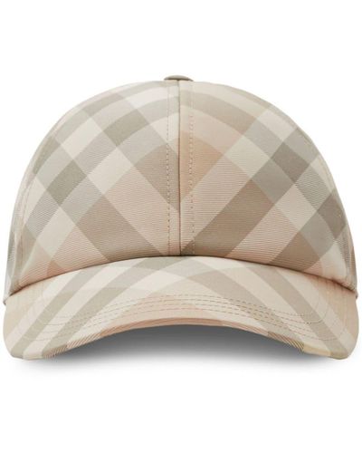 Burberry Check-Pattern Eyelet-Detailing Cap - Natural