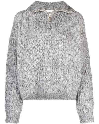 Ba&sh High-Neck Knitted Jumper - Grey