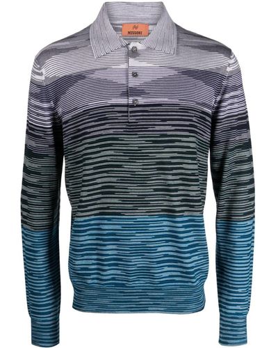 Missoni Striped Wool Polo Shirt - Blue