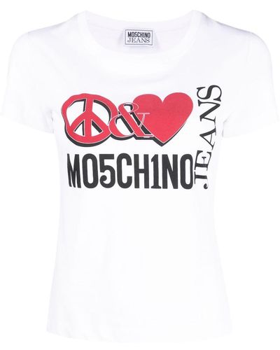 Moschino Logo-Print Cotton T-Shirt - White