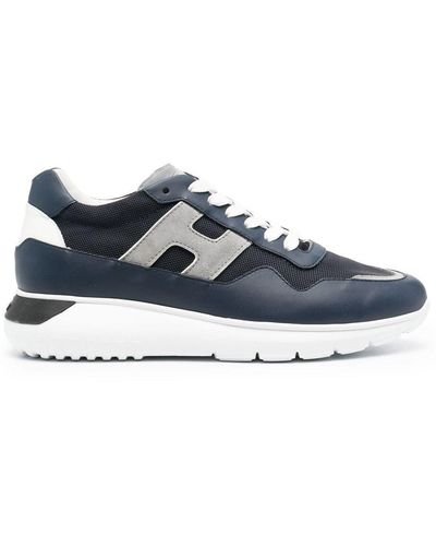 Hogan Panelled Lace-Up Trainers - Blue