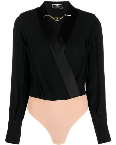 Elisabetta Franchi Logo-Embellished Jersey Bodysuit - Black