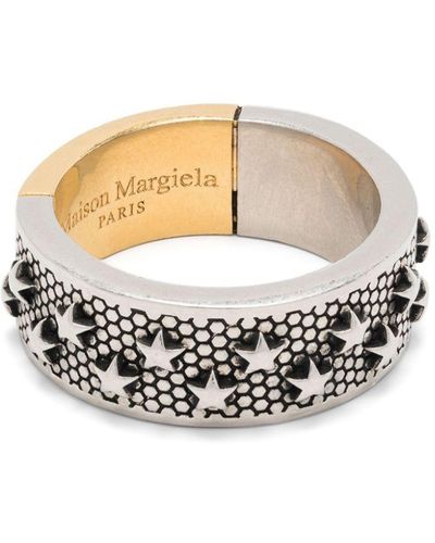 Maison Margiela Star-Embossed Flat-Band Ring - White