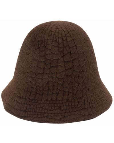 Flapper Cracked-Texture Bucket Hat - Brown