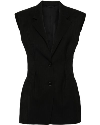 Del Core Pinstripe Blazer Vest - Black