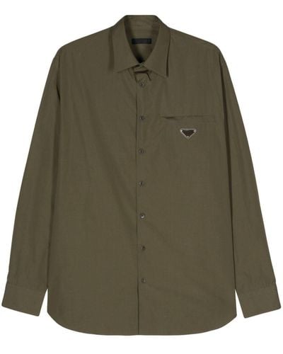 Prada Triangle-Logo Cotton Shirt - Green