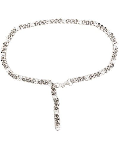 Alessandra Rich Gem-Embellished Chain Belt - White