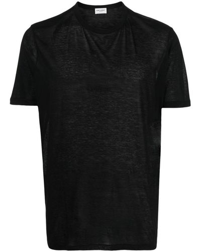 Saint Laurent Mélange-Effect Short-Sleeves T-Shirt - Black