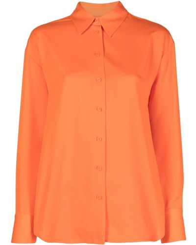 Calvin Klein Spread-Collar Long-Sleeve Shirt - Orange