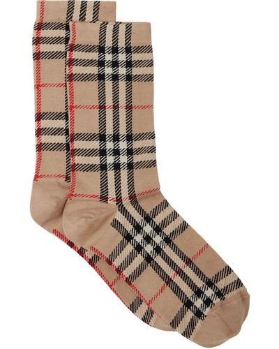 Burberry Vintage Check Intarsia-Knit Socks - Brown