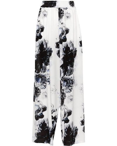 Alexander McQueen Chiaroscuro Floral-Print Pyjama Trousers - White