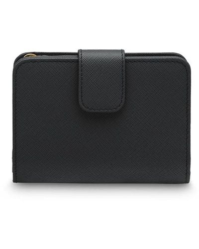 Prada Saffiano Leather Small Wallet Logo - Black