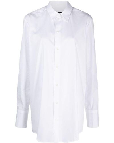 La Collection Button-Up Virgin Wool Shirt - White