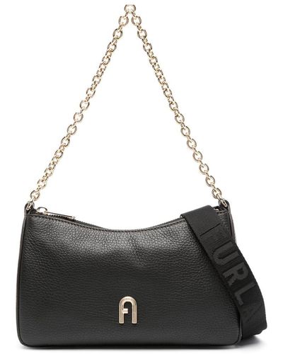 Furla Logo-Plaque Leather Crossbody Bag - Black