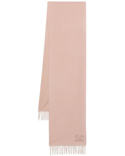Max Mara Embroidered-Logo Cashmere Scarf - Pink