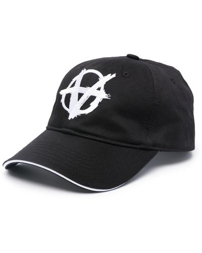 Vetements Logo-Embroidered Cotton Cap - Black