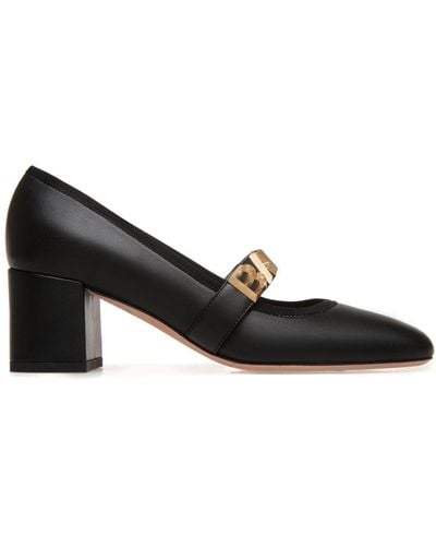 Bally 50Mm Logo-Plaque Leather Court Shoes - Black