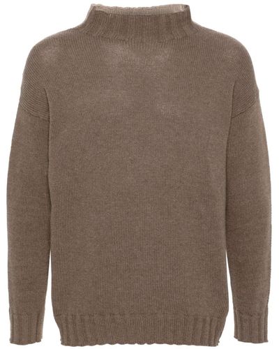 Tagliatore High-Neck Wool Sweater - Brown
